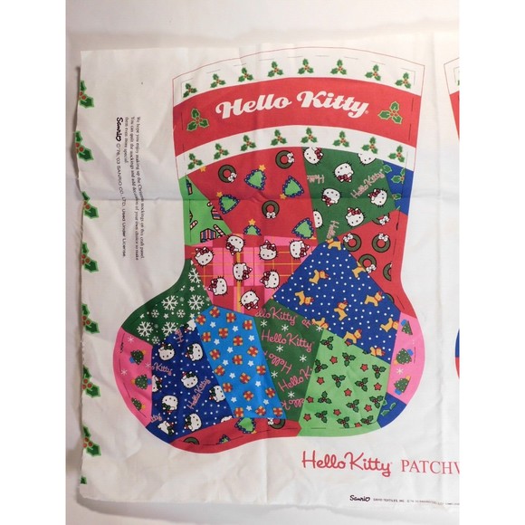 David Textiles Sanrio Hello Kitty Patchwork Holiday Stocking Material Panel - Picture 6 of 6